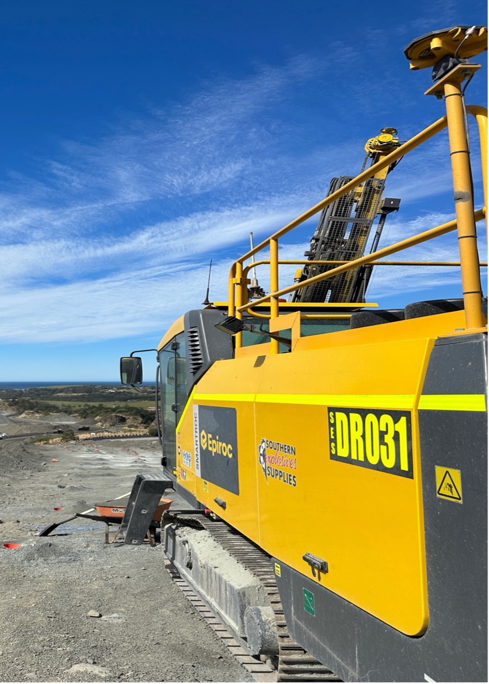 SES-branded Epiroc DR031 drill rig up close