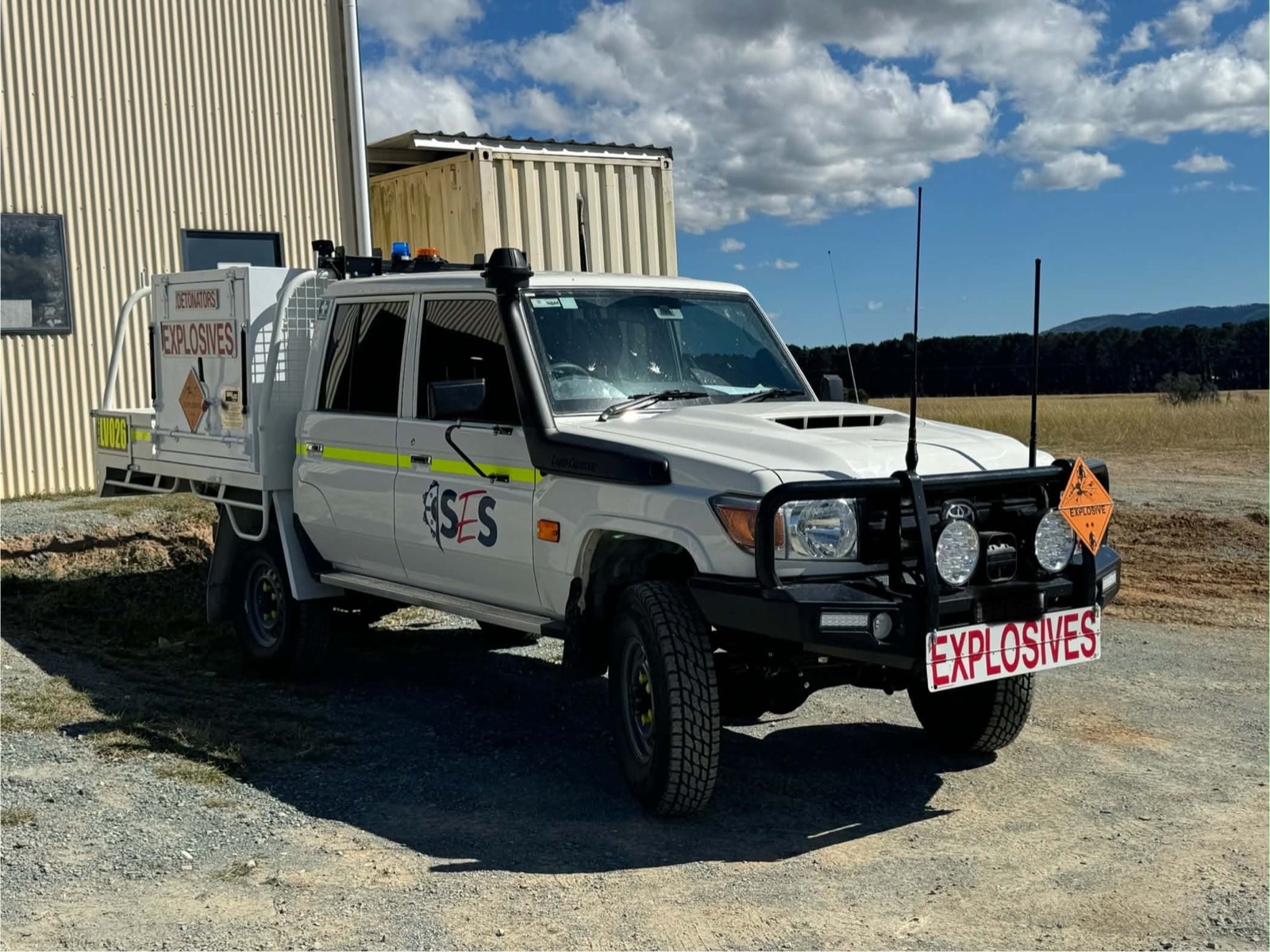 SES explosives support ute on site